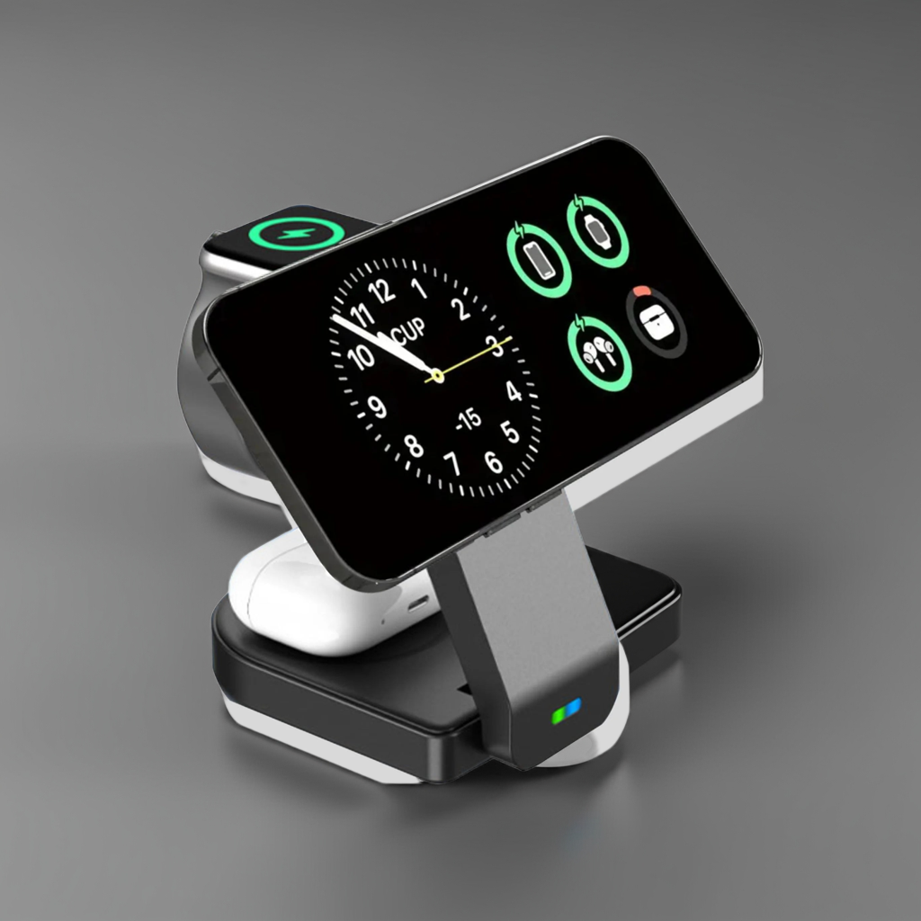 3-In-1 Docking Station with USB Type-C Cable for Iphone & Apple Watch, Black