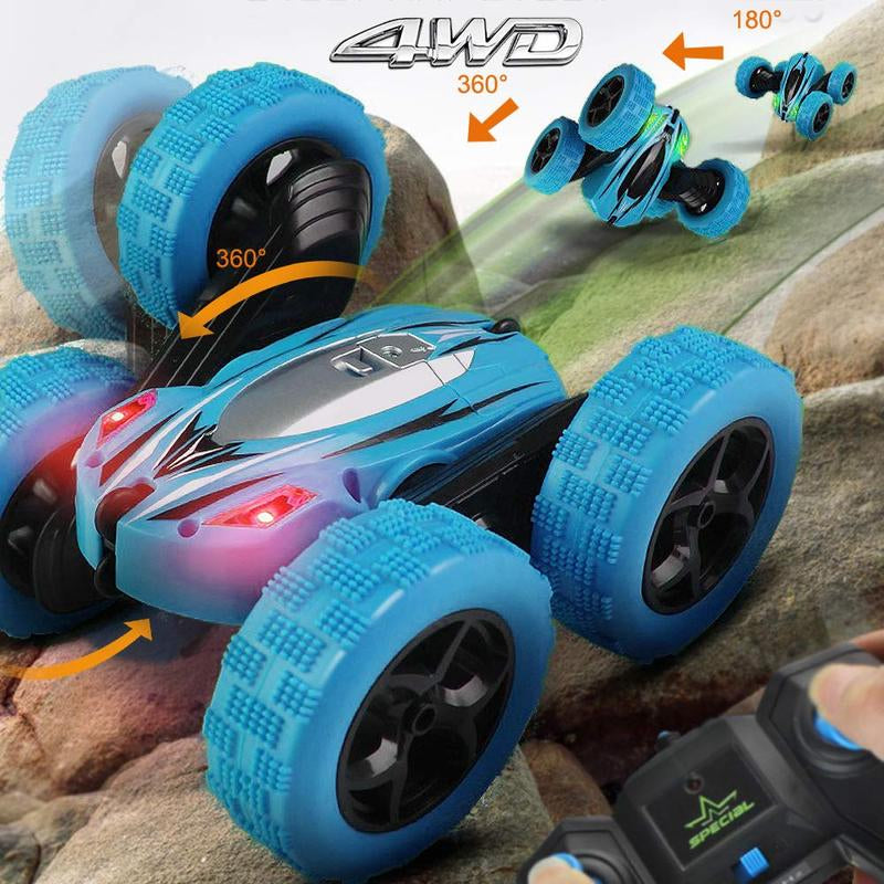 FREE to FLY Remote Control Car: TPUCARG Double Sided 360°Rotating RC Cars with Headlights Rechargeable Race Stunt Toy Car Christmas Birthday Gifts for 5 6 7 8 9 10 11 12 Year Old