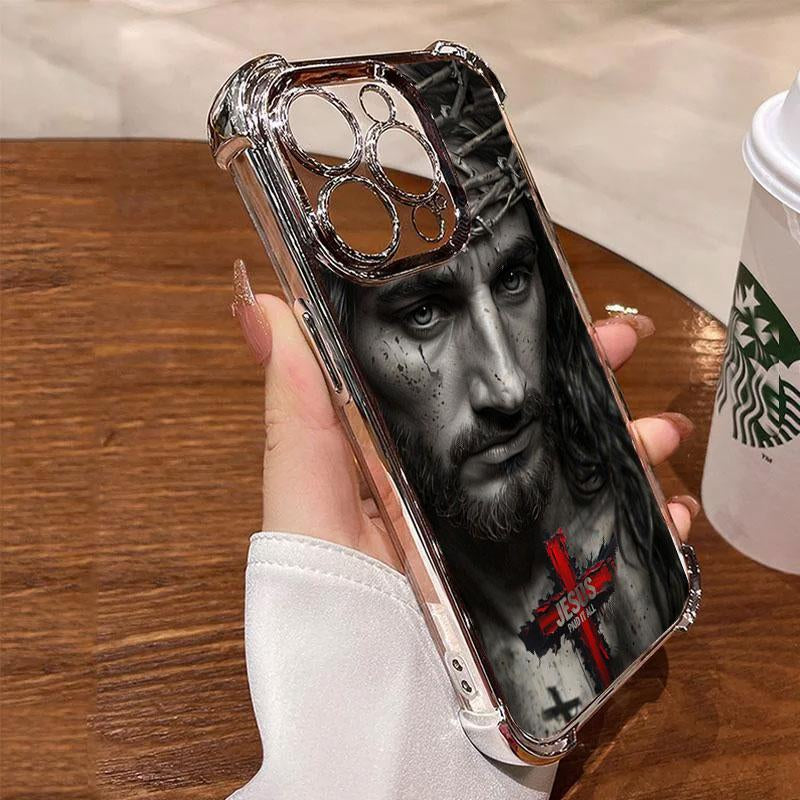 Jesus Clear Protective Four Comers Air Cushion Anti-Drop Cellphone Case Clear Bracketphone Case for Iphone 16 15 14 13 12 Pro Max 15 14 plus Four Corners Cases #IPYS10