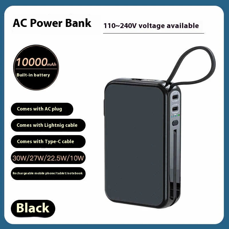 Dual-Purpose Portable Charger with Built-In Cord