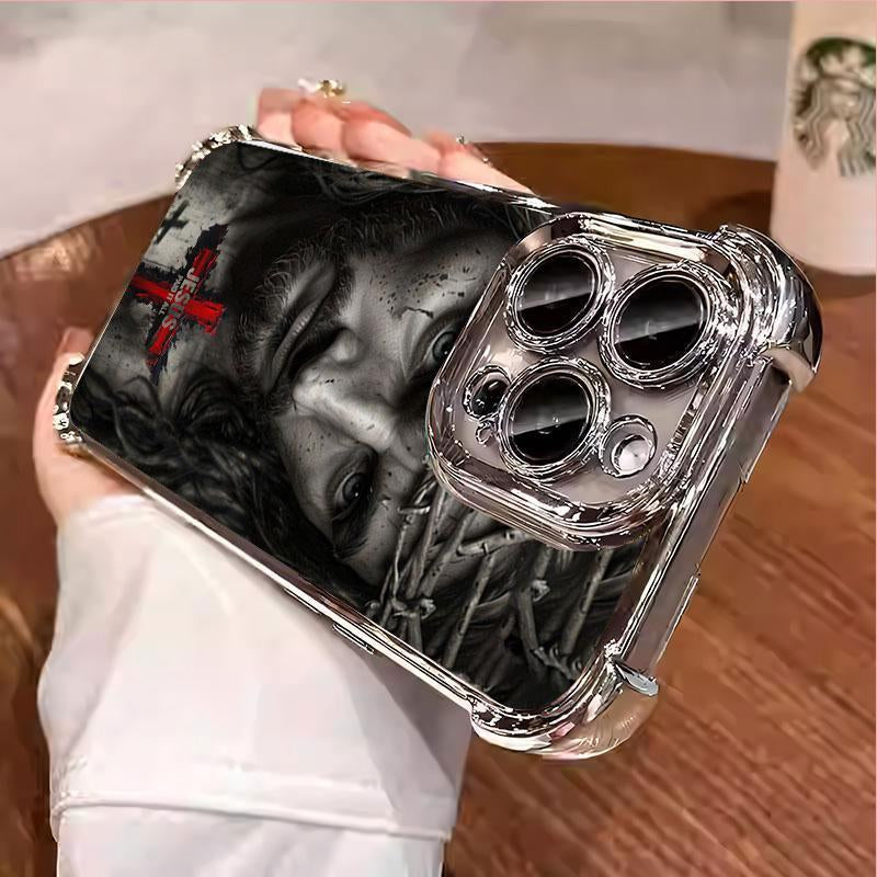 Jesus Clear Protective Four Comers Air Cushion Anti-Drop Cellphone Case Clear Bracketphone Case for Iphone 16 15 14 13 12 Pro Max 15 14 plus Four Corners Cases #IPYS10