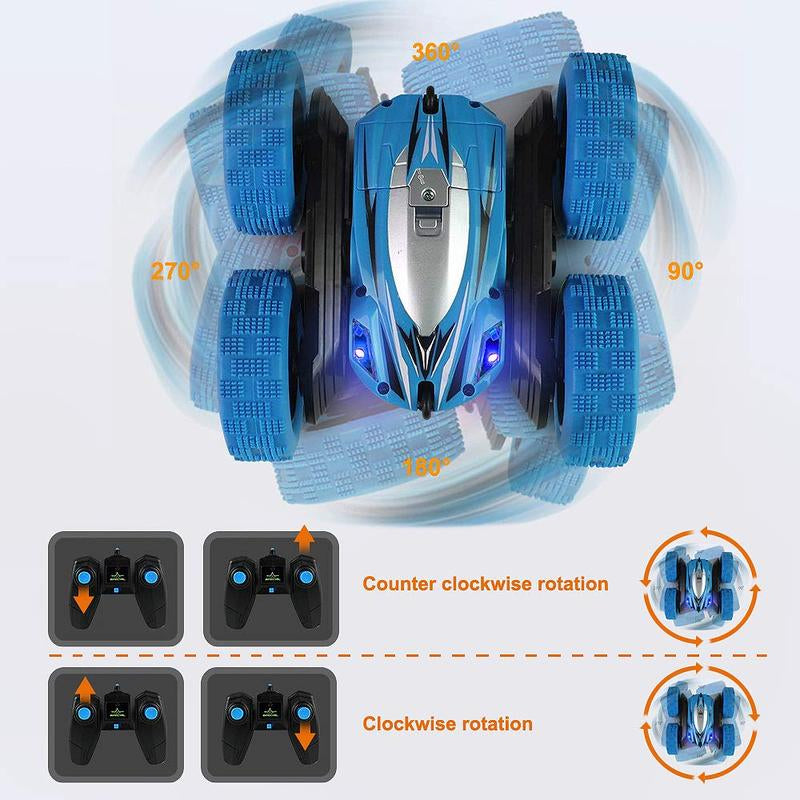 FREE to FLY Remote Control Car: TPUCARG Double Sided 360°Rotating RC Cars with Headlights Rechargeable Race Stunt Toy Car Christmas Birthday Gifts for 5 6 7 8 9 10 11 12 Year Old