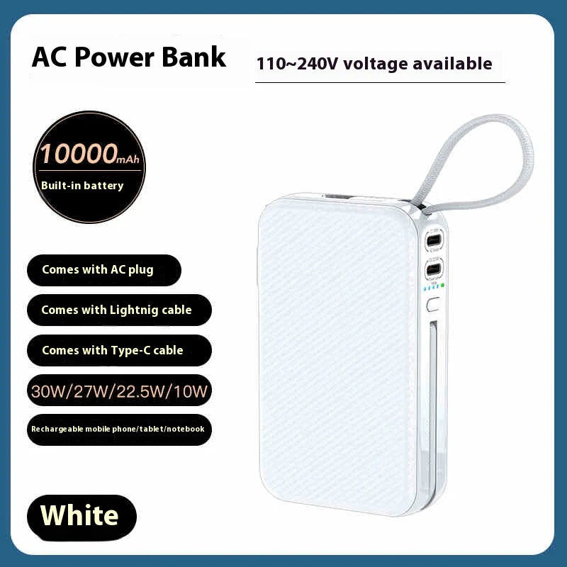 Dual-Purpose Portable Charger with Built-In Cord