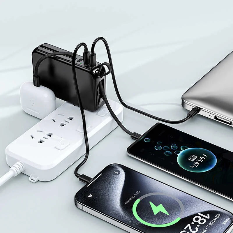 Dual-Purpose Portable Charger with Built-In Cord