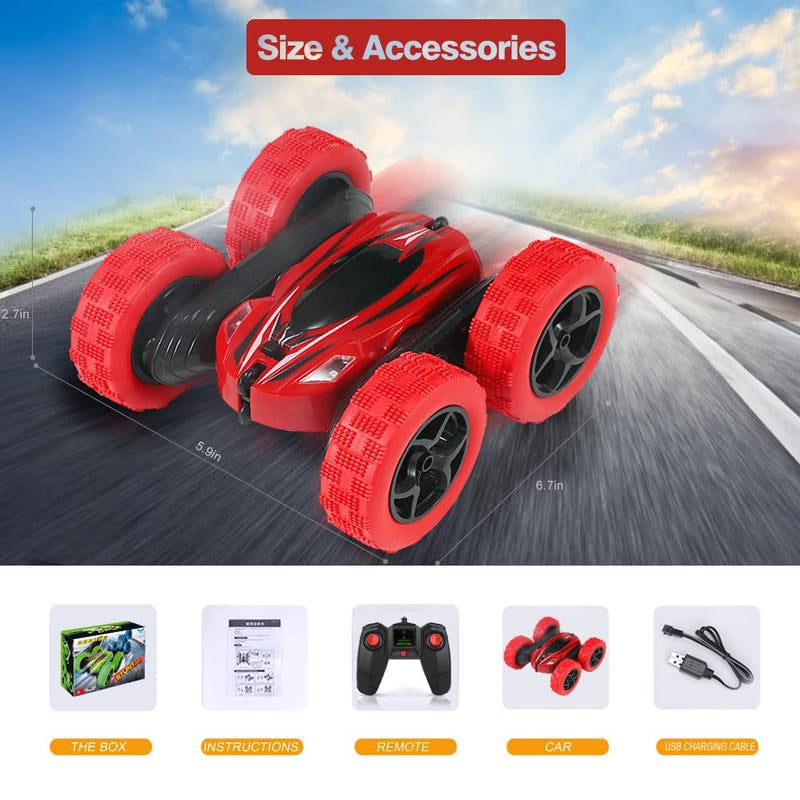 FREE to FLY Remote Control Car: TPUCARG Double Sided 360°Rotating RC Cars with Headlights Rechargeable Race Stunt Toy Car Christmas Birthday Gifts for 5 6 7 8 9 10 11 12 Year Old