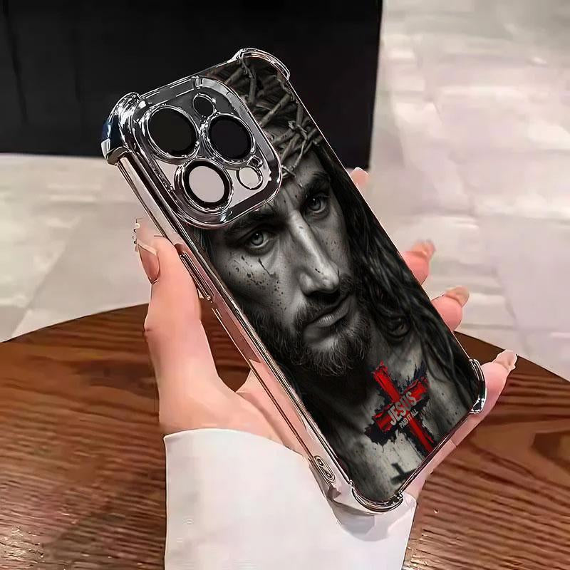 Jesus Clear Protective Four Comers Air Cushion Anti-Drop Cellphone Case Clear Bracketphone Case for Iphone 16 15 14 13 12 Pro Max 15 14 plus Four Corners Cases #IPYS10