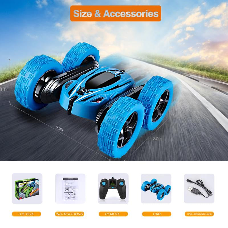 FREE to FLY Remote Control Car: TPUCARG Double Sided 360°Rotating RC Cars with Headlights Rechargeable Race Stunt Toy Car Christmas Birthday Gifts for 5 6 7 8 9 10 11 12 Year Old