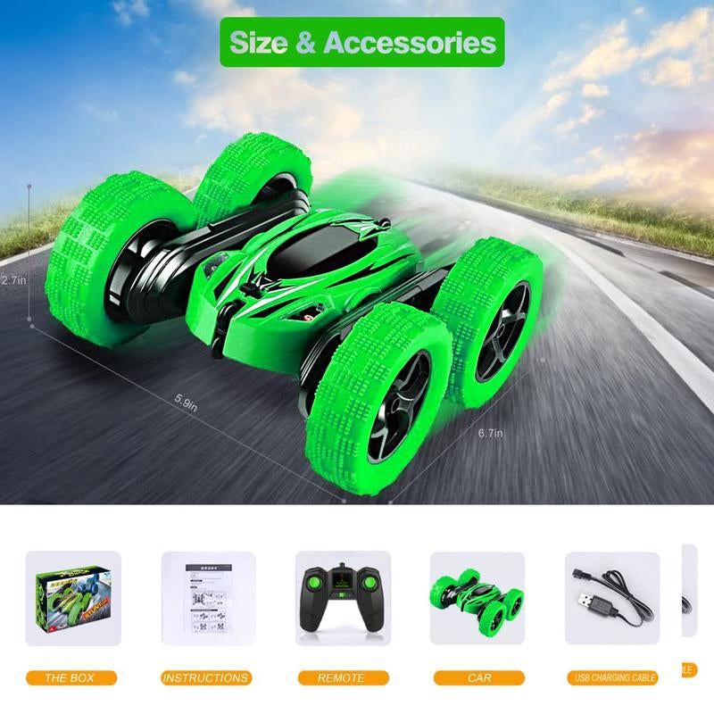 FREE to FLY Remote Control Car: TPUCARG Double Sided 360°Rotating RC Cars with Headlights Rechargeable Race Stunt Toy Car Christmas Birthday Gifts for 5 6 7 8 9 10 11 12 Year Old