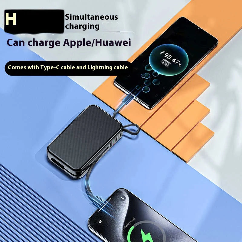 Dual-Purpose Portable Charger with Built-In Cord