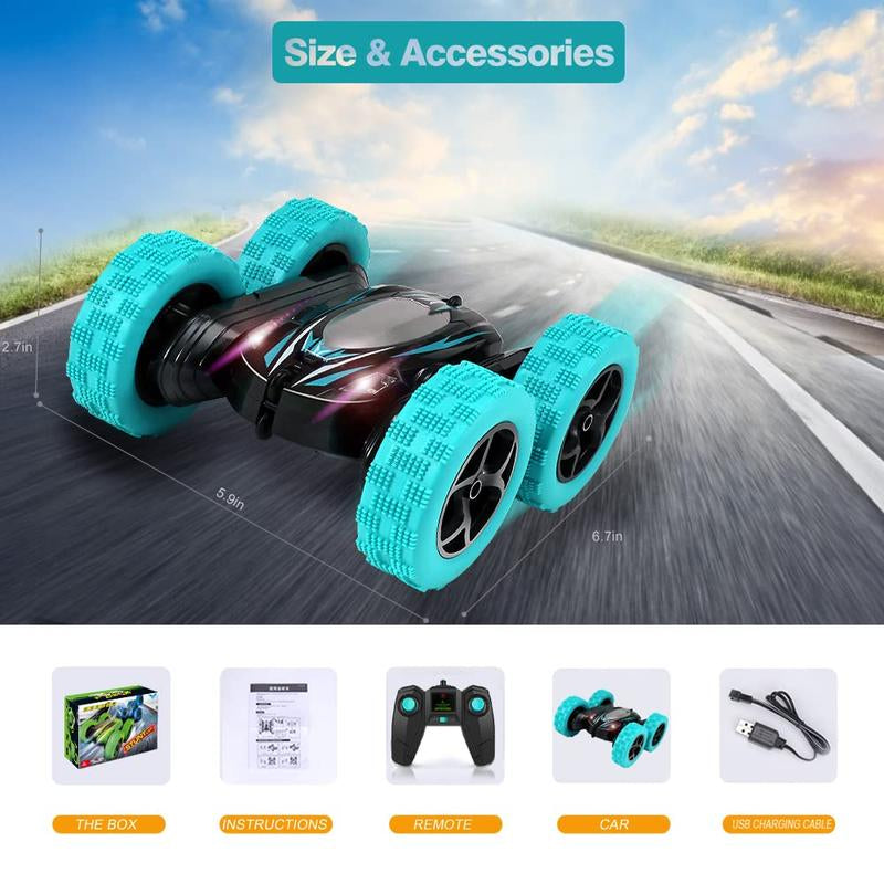 FREE to FLY Remote Control Car: TPUCARG Double Sided 360°Rotating RC Cars with Headlights Rechargeable Race Stunt Toy Car Christmas Birthday Gifts for 5 6 7 8 9 10 11 12 Year Old