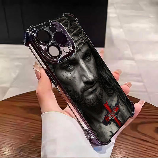 Jesus Clear Protective Four Comers Air Cushion Anti-Drop Cellphone Case Clear Bracketphone Case for Iphone 16 15 14 13 12 Pro Max 15 14 plus Four Corners Cases #IPYS10